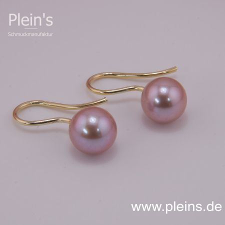 Perlen Ohrhänger Gold Lavendel Natur